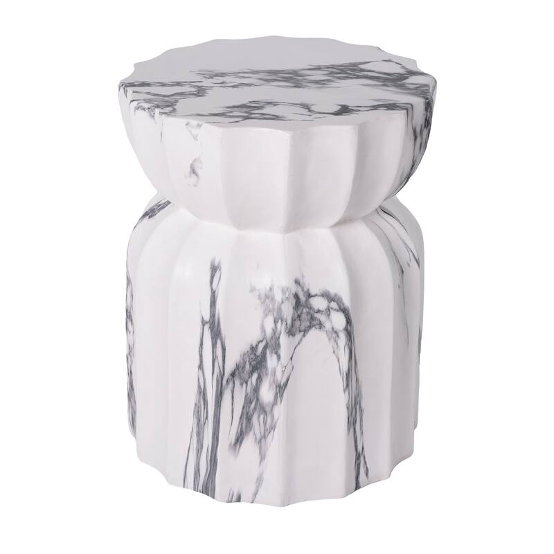 Christopher Knight Home - Modern Outdoor Lightweight Concrete Accent Side Table with Fluted Sculptural Hourglass Design