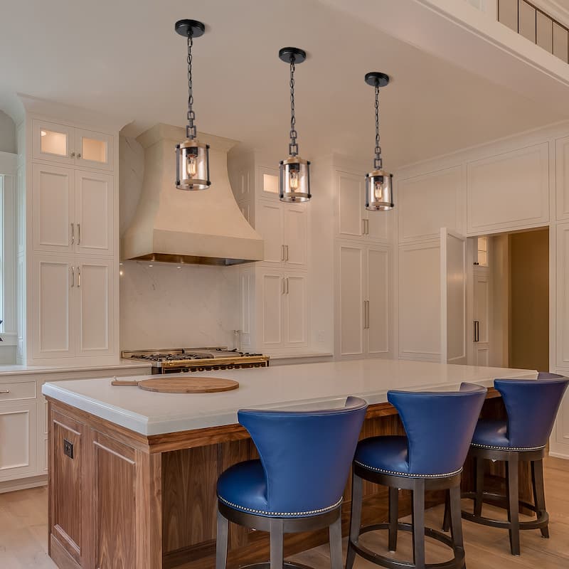 Farmhouse 1-Light Mini Seeded Glass Pendant Light for Kitchen Island