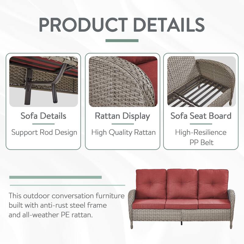 Pocassy 5/7 Piece Sofa Swivel Chair Ottoman with Fire Pit Table