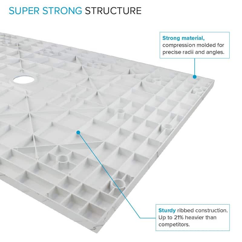 Transolid FZSP6036 59-1/8" x 35-1/2" Rectangular Shower Base with