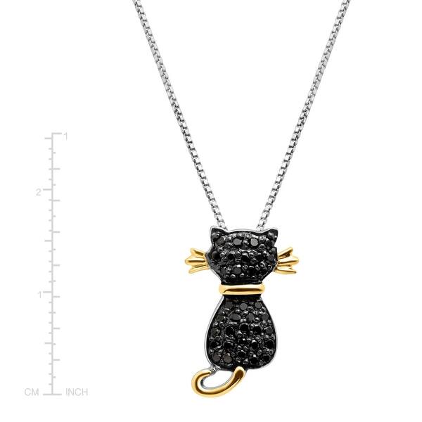 Shop 1 4 Ct Black Diamond Cat Pendant In Sterling Silver 14k