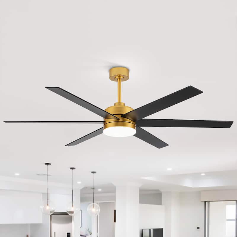 65 Inch Gold/Black LED Ceiling Fan with Light and Remote(6-Blade)