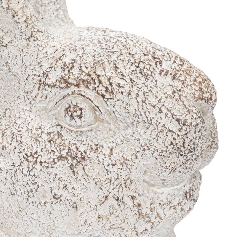 Decorative Resting Rabbit with Birds Figurine