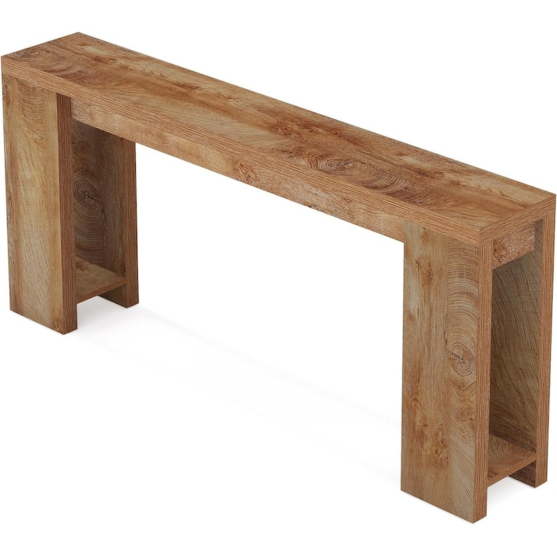 Farmhouse Console Table Rustic Wood Entryway Sofa Hallway Foyer Table 70 Inch - 70.9" x 11.8" x 33.5" - Natural