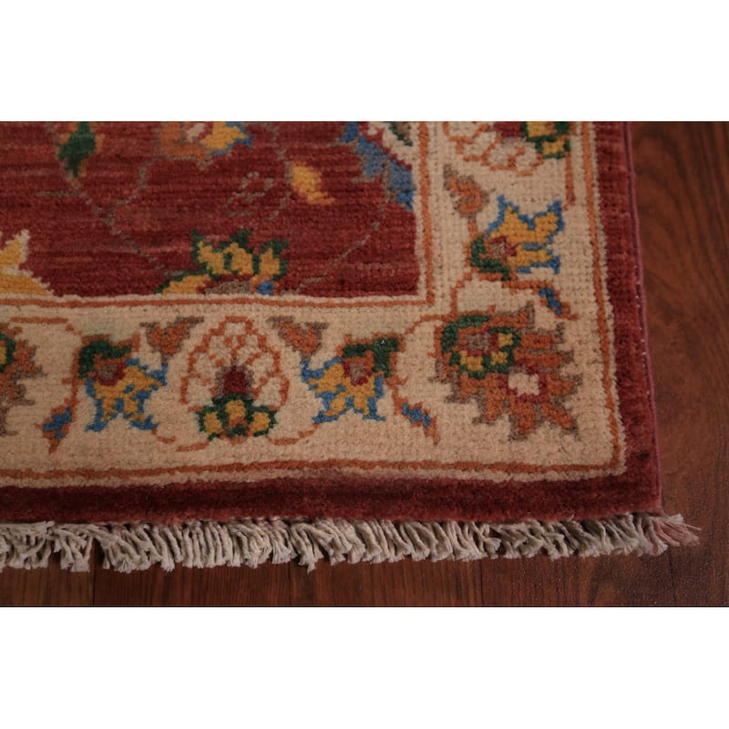 Floral Kazak Oriental Foyer Rug Hand-Knotted Orange Wool Carpet - 2'0" x 3'0"