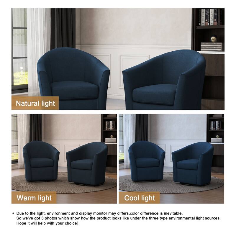 Linen Armchair Swivel Barrel Accent Chairs for Living Room