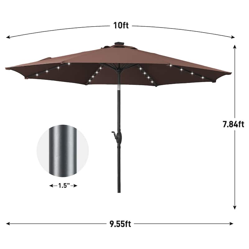 Autlaycil 10FT Solar Power LED Lights Patio Umbrella
