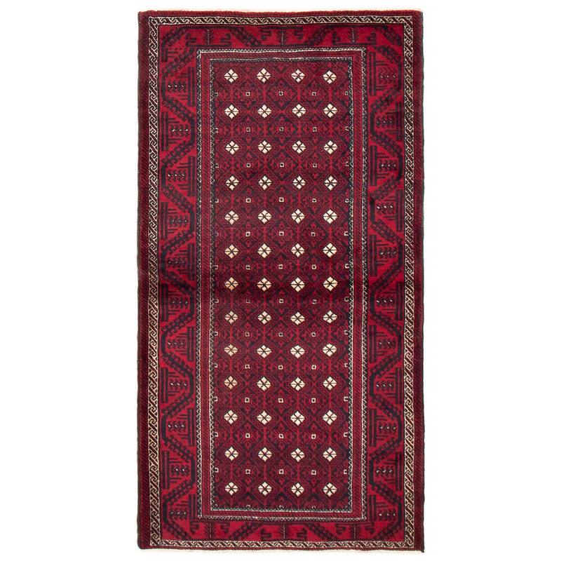 ECARPETGALLERY Hand-knotted Royal Baluch Red Wool Rug - 3'7 x 6'8 - Red - 3'7 x 6'8