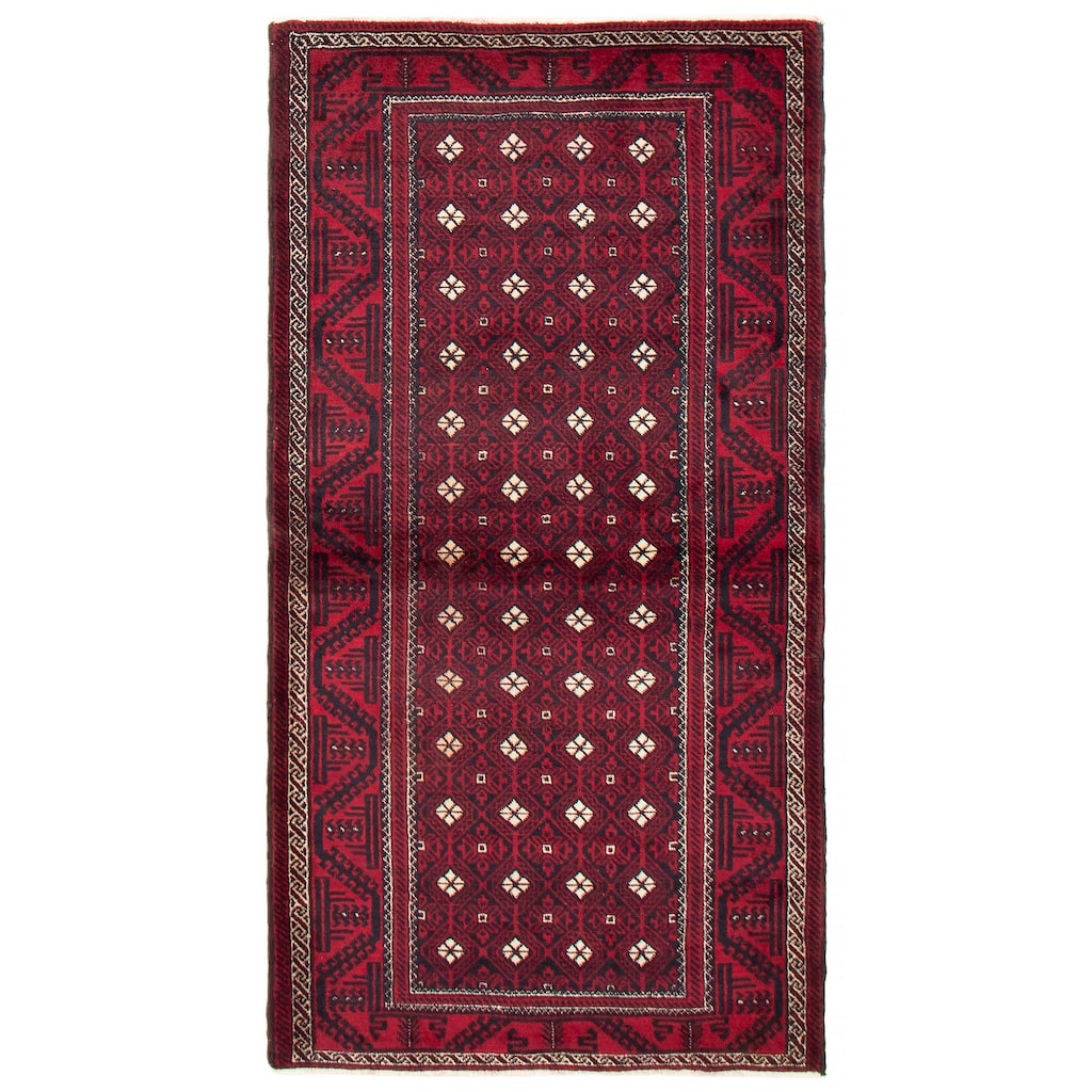 ECARPETGALLERY Hand-knotted Royal Baluch Red Wool Rug - 3'7 x 6'8
