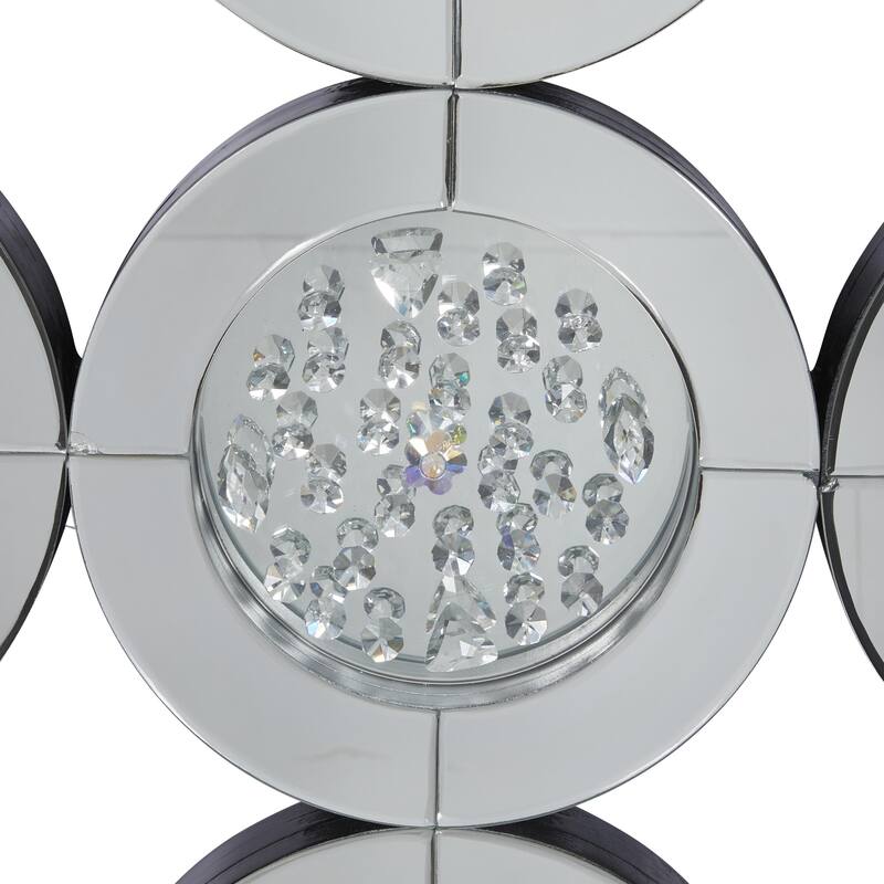 Glass Wall Mirror with Floating Crystals - Silver - Roche River Decor