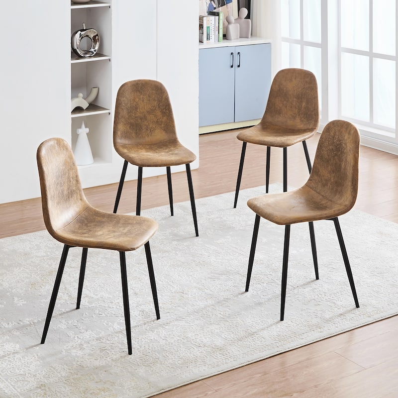 Homy Casa Set of 6/4/2 Faux Suede Dining Chairs Black Metal Legs, Brown