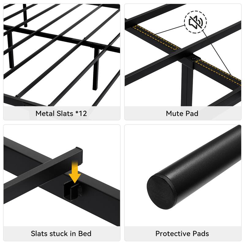 Bed Frame Platform with Headboard and Footboard