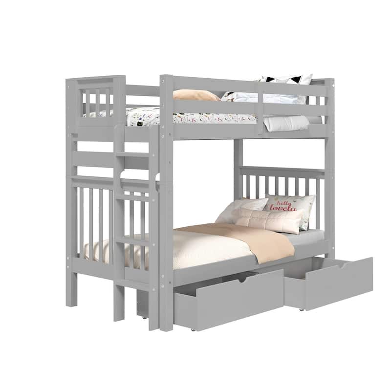 Taylor & Olive Trillium Tall Twin over Twin Bunk Bed, 2 Drawers
