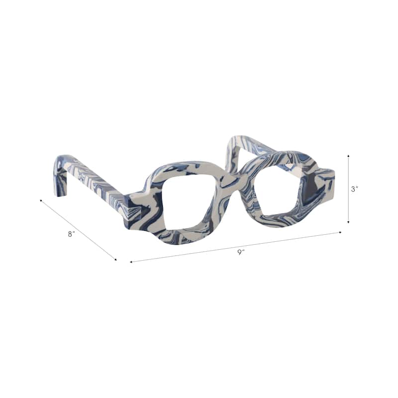 Stone Decorative Object Eyeglasses Shape Carved Sculptural Accent - 9" x 8" x 3"