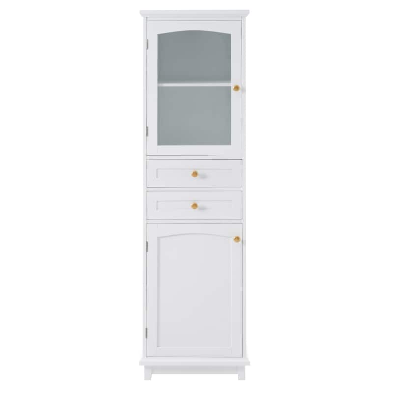 Tall Bathroom Storage Cabinet with Glass Doors