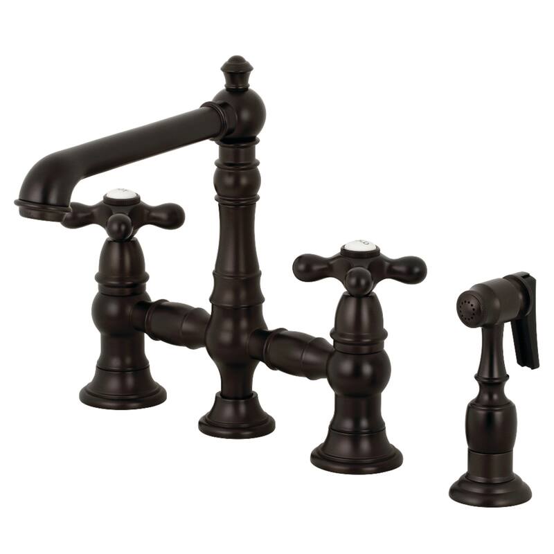 Kingston Brass English Country Bridge Kitchen Faucet with Sprayer