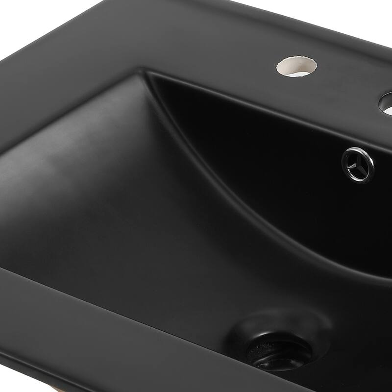Aubert 3-Hole Classic Contemporary Rectangular Ceramic Single Sink Basin Vanity Top, by JONATHAN Y