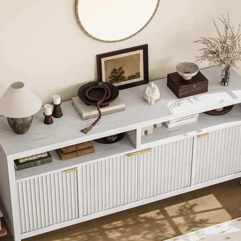 Modern Accent 65.8" Fluted Sideboard Cabinet, TV Stand for Living Room, Entryway - N/A