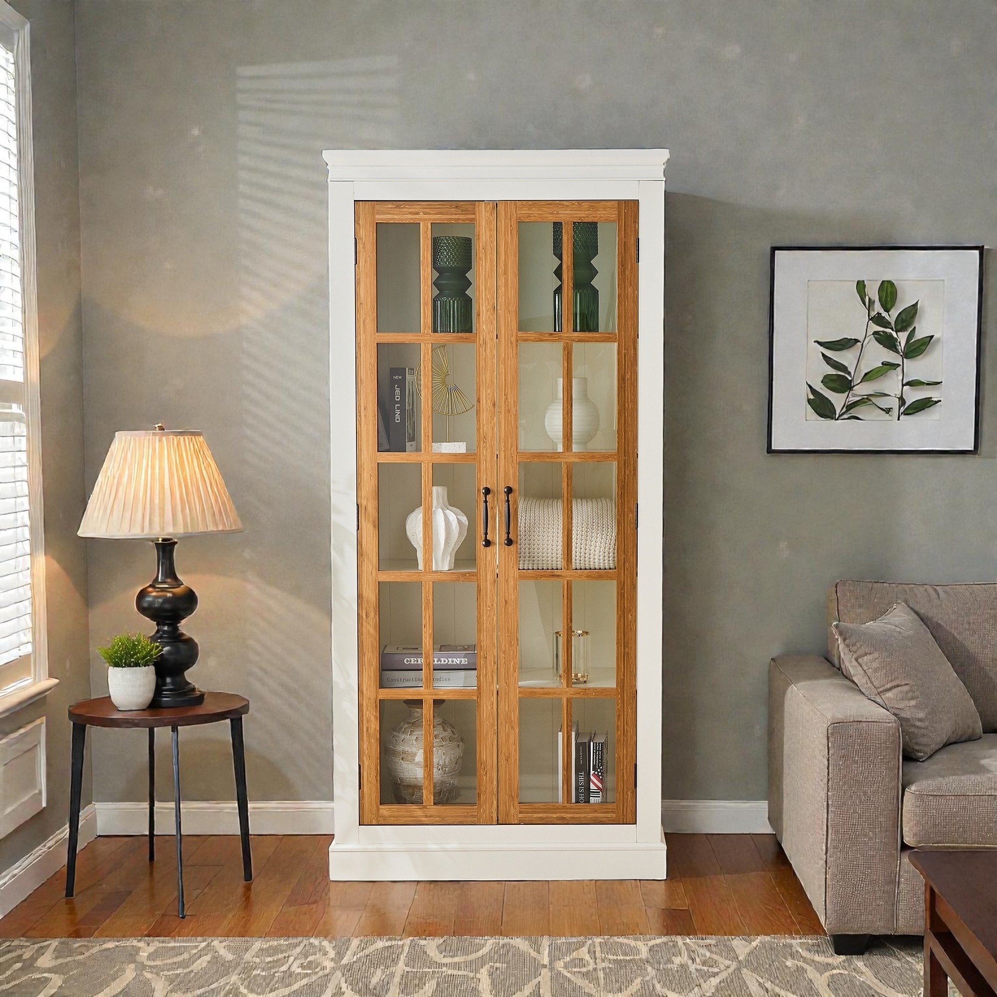 71.2'' Tall Display Cabinet Storage Cabinet, Sideboard, Decorative Cabinet, Control Cabinet, Buffet Cabinet, Entryway Cabinet