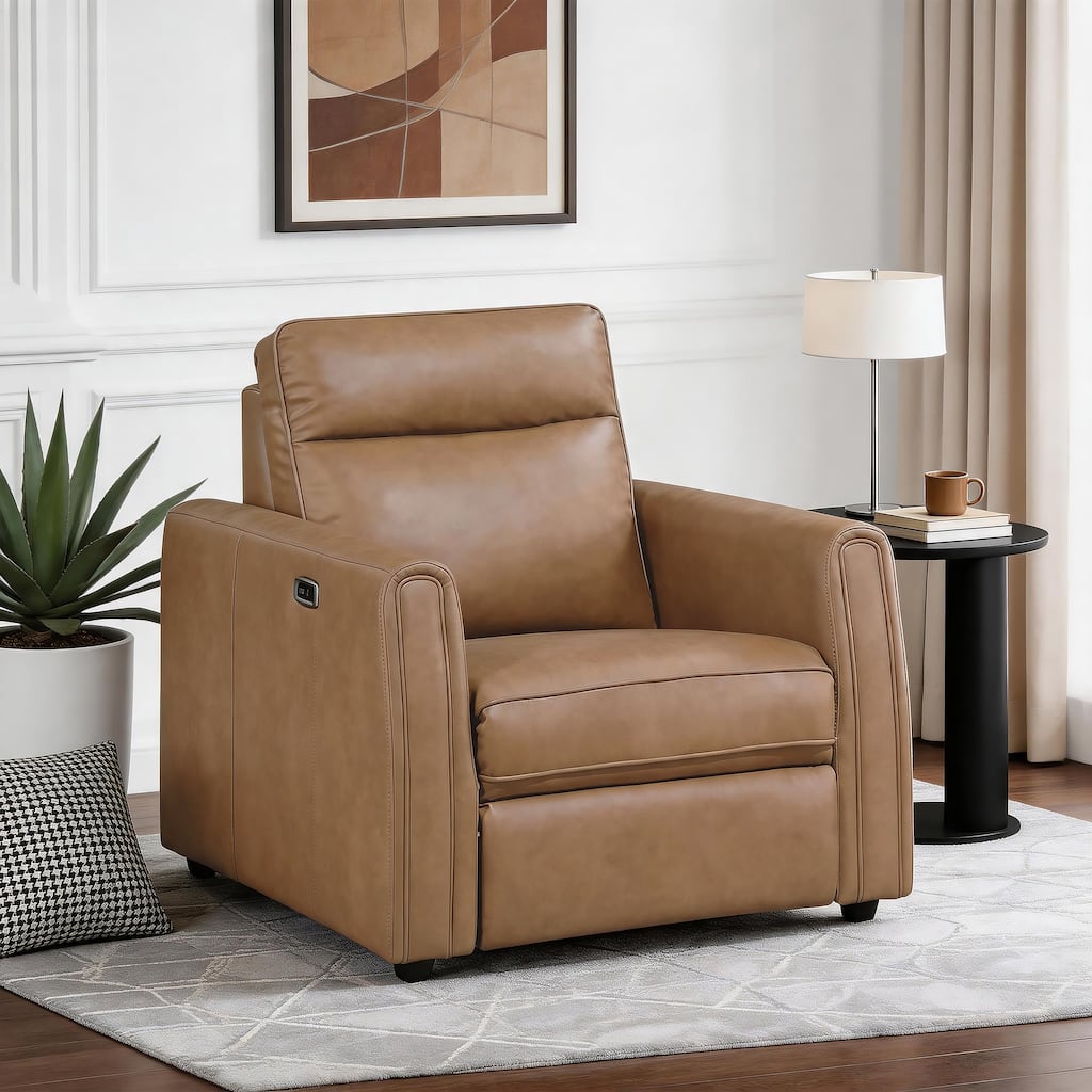 Orlin 34" Faux Leather Power Reclining Chair with Rounded Track Arms