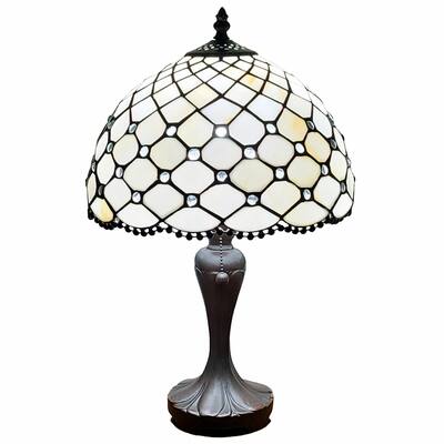 HomeRoots 19" Tiffany Style Jeweled Glass Shade Table Lamp - 15
