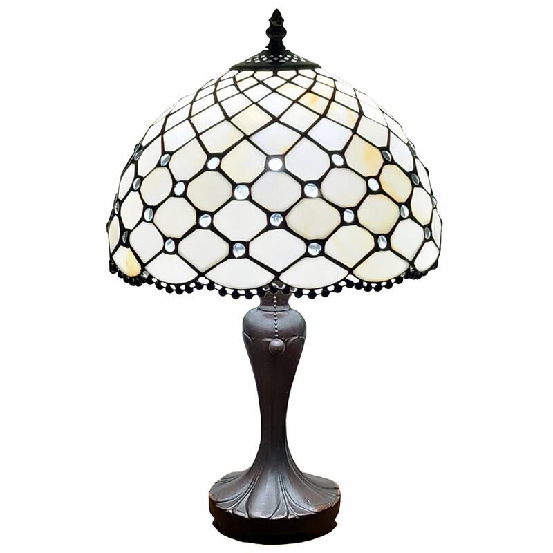 HomeRoots 19" Tiffany Style Jeweled Glass Shade Table Lamp - 15