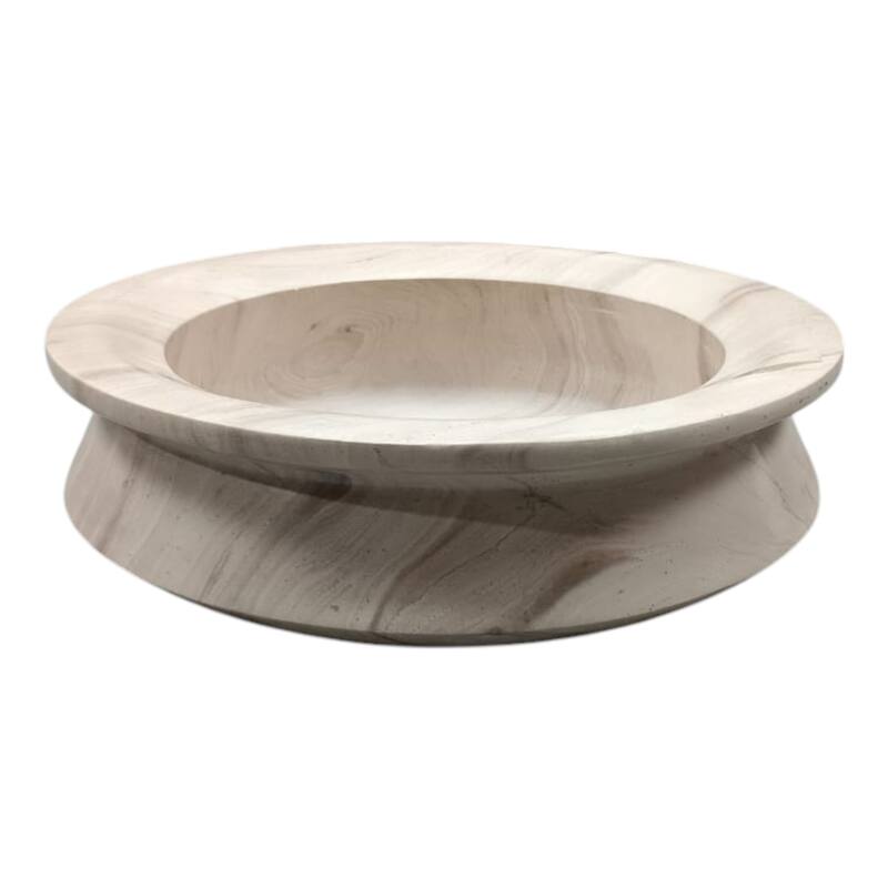 Marble Stone Bowl Valencia Design for Home Office - 4" Ivory - 14" x 14" x 4"