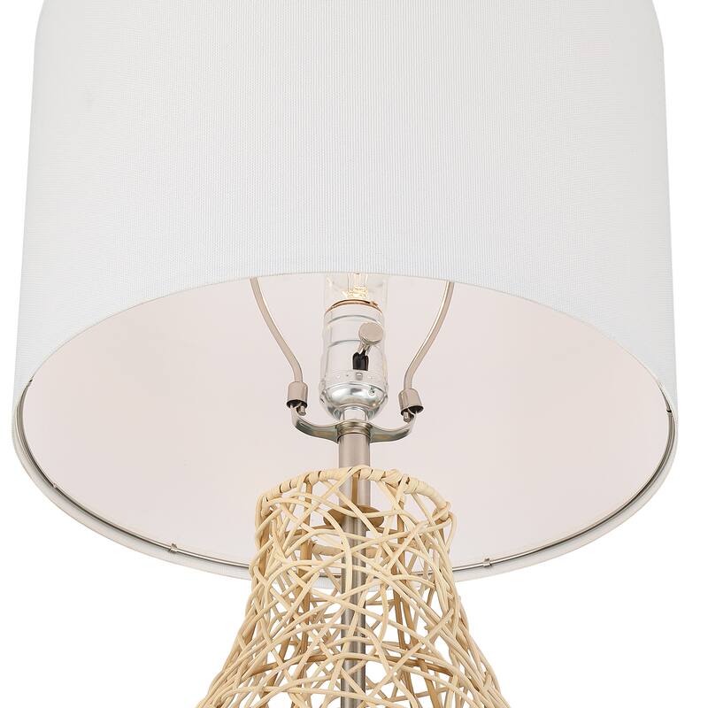 Acroma Natural Braided Table Lamp with Fabric Shade