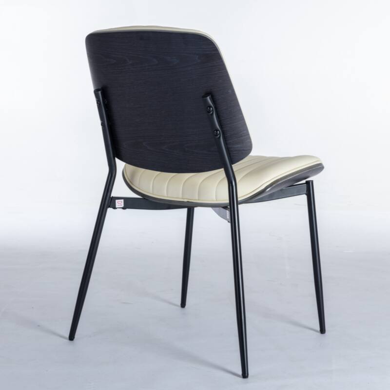 Dining Chairs Set of 2 Mid Century Modern Retro Faux Leather Chair with Walnut Bentwood Back
