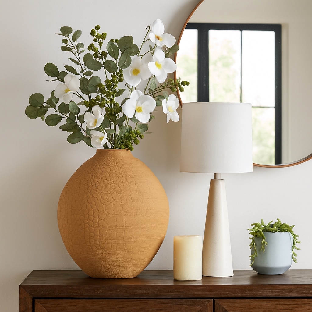 Decorative Vase - Yellow Porcelain 3D Printed Baltra, 18 in.