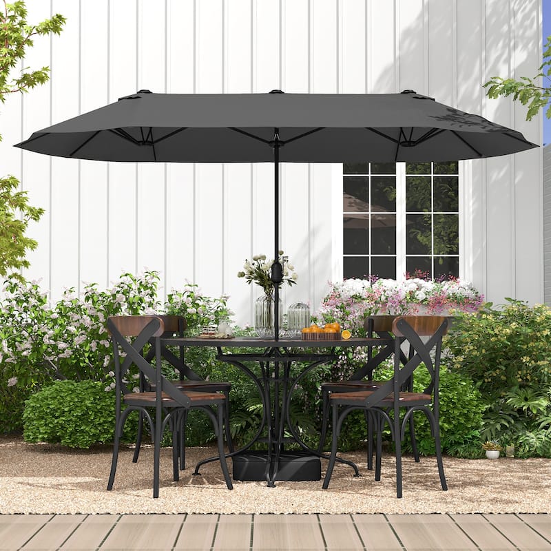13FT Twin Table Patio Umbrella Double Sided with Crank for Outdoor Shade
