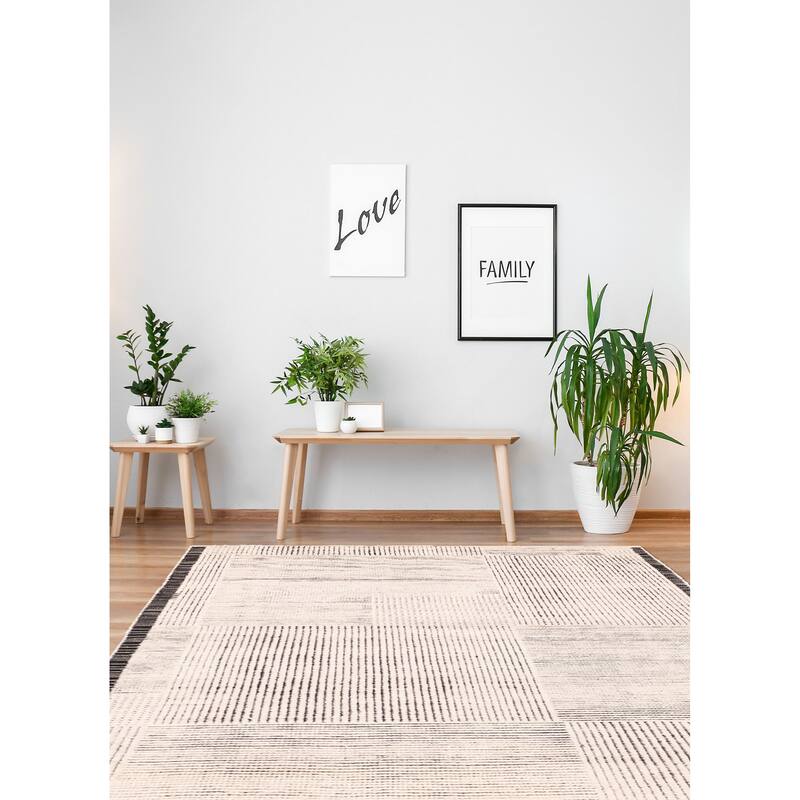 ECARPETGALLERY Hand-knotted Tangier Cream Wool Rug - 5'1 x 7'11