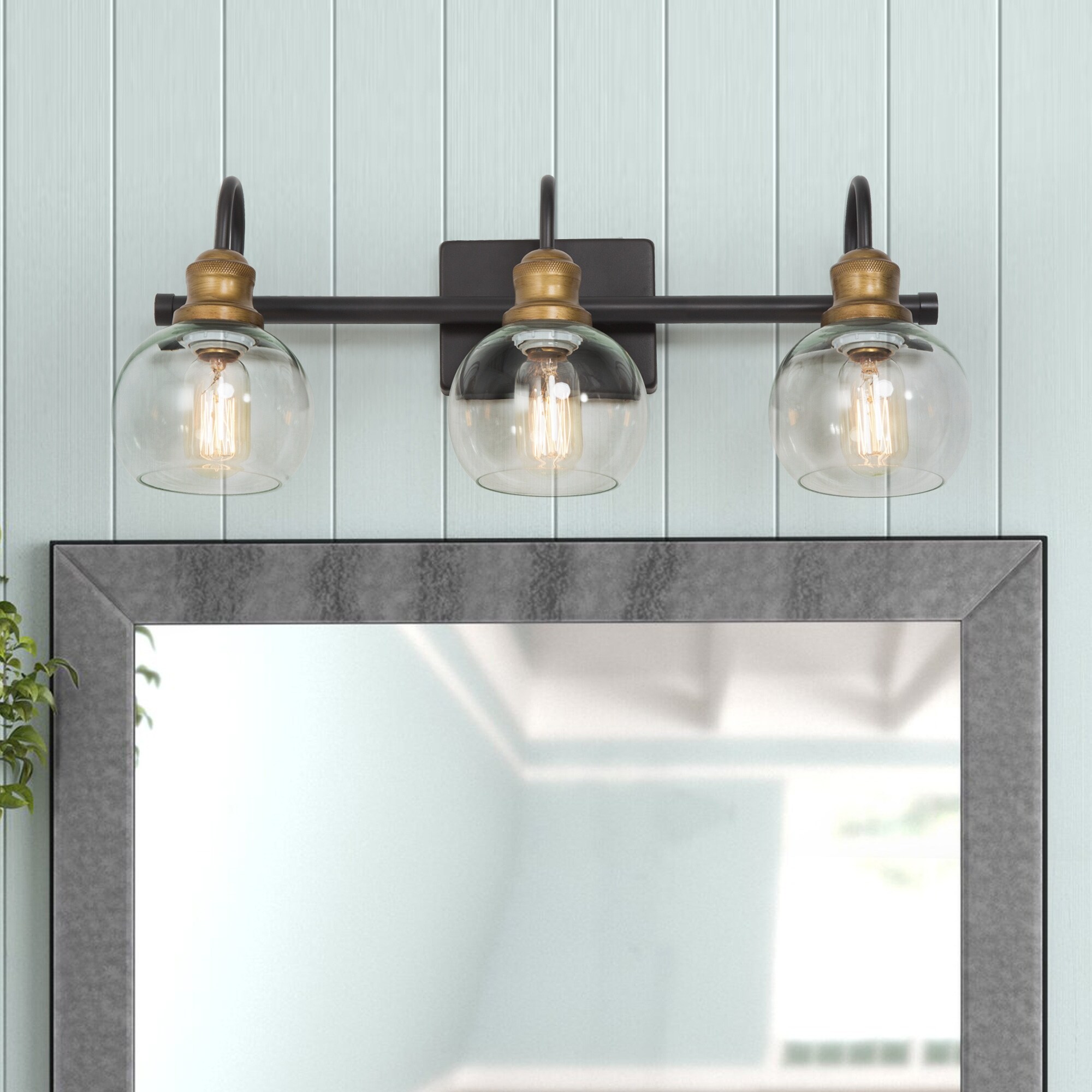 Modern Farmhouse 3 Light Linear Glass Wall Sconce Black Gold Bathroom Vanity Lights L21 9 X W7 X H8 5 On Sale Overstock 32693872 Find new gold vanity lighting for your home at joss & main. modern farmhouse 3 light linear glass wall sconce black gold bathroom vanity lights l21 9 x w7 x h8 5