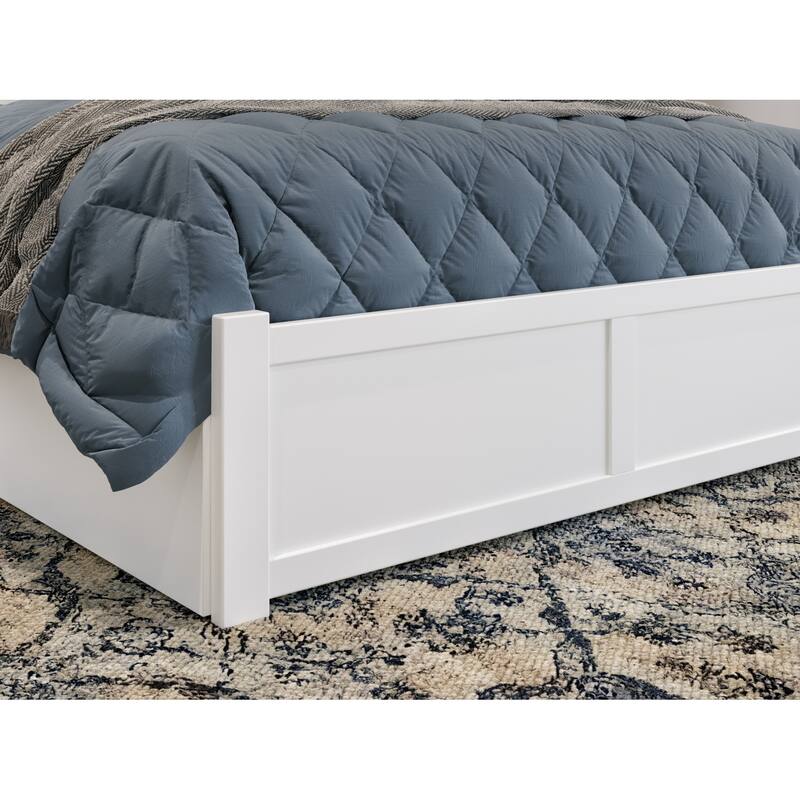 AFI Canyon King Storage Wood Platform Bed with Footboard in White