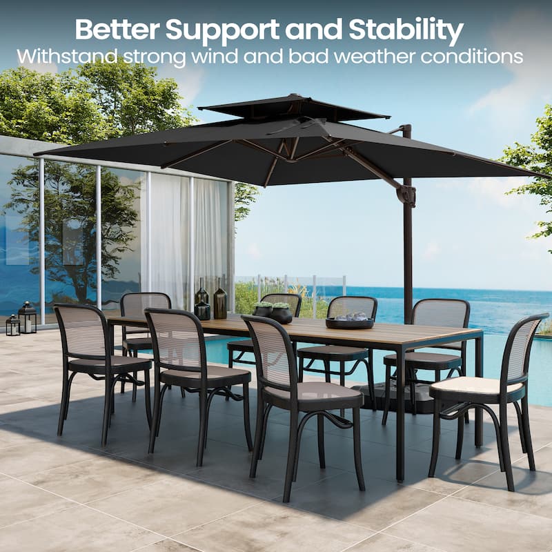 9 FT x 12 FT Outdoor Patio Dual Top Umbrella Cantilever Offset with No Base