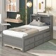 preview thumbnail 9 of 46, Pine Platform Bed with Storage Headboard, Trundle, and Drawers Twin - Grey