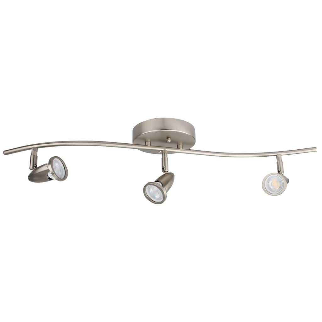 3 Light LED Flush Mount Ceiling and Wall light in Brushed Nickel
