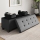 preview thumbnail 59 of 192, Empyrean Tuffted Folding Foot Rest Storage Ottoman Bench with Storage Bins 43 Inch - Grey Leather