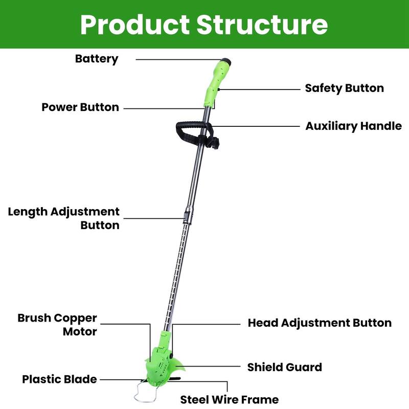 24V Cordless Grass Trimmer Rechargeable Lawn Mower
