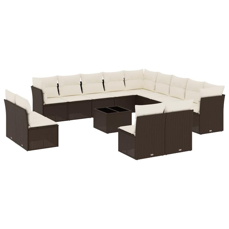 vidaXL Patio Sofa Set with Cushions Outdoor Furniture 14 Piece Poly Rattan
