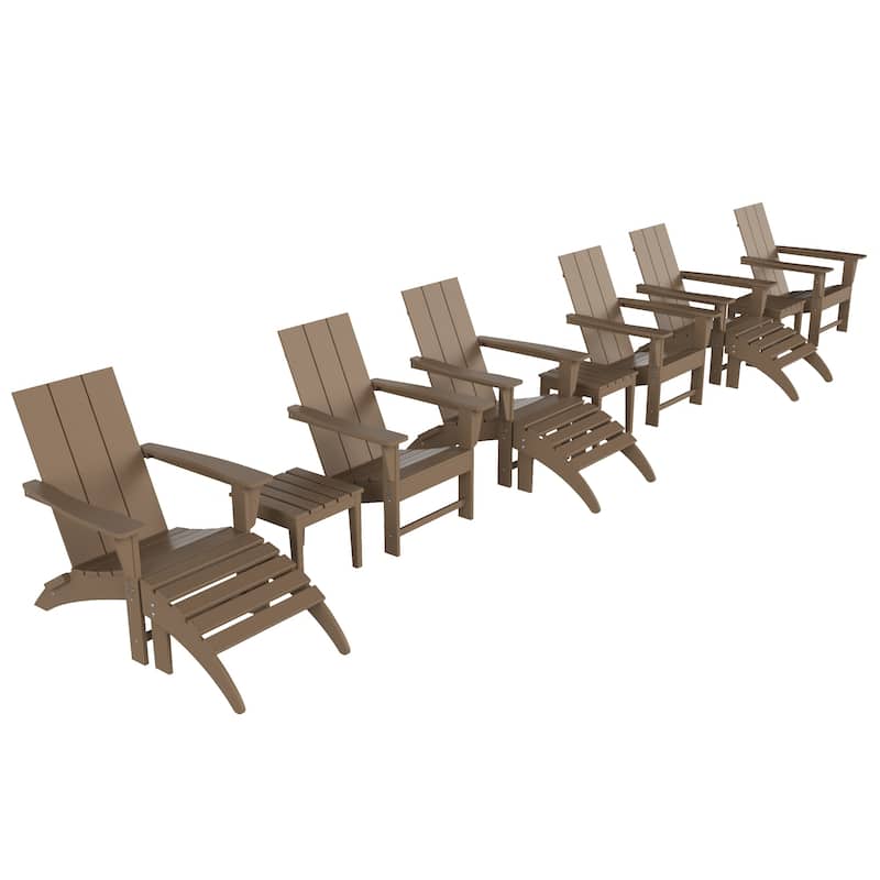 Shoreside Modern 12-Piece Folding Adirondack Chair With Ottoman And Side Table
