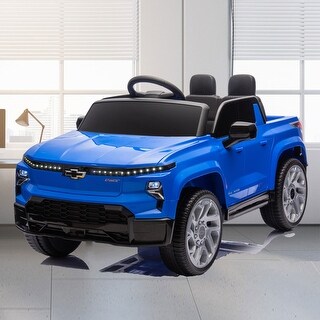 Licensed Chevrolet Silverado Kids Ride-On Car with Bluetooth, LED Lights, Remote Control, Music for 2-5 Year Olds