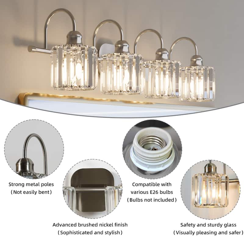 ExBrite Modern Rose Gold Dimmable Bathroom Crystal Vanity Lights