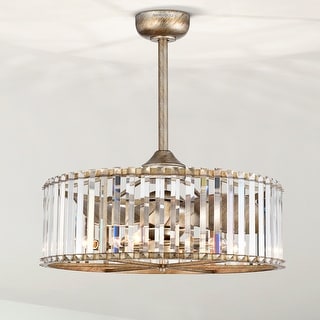 Pereder 26-inch Antique Silver 6 Lights 3 Blades Lighted Ceiling Fan with Remote