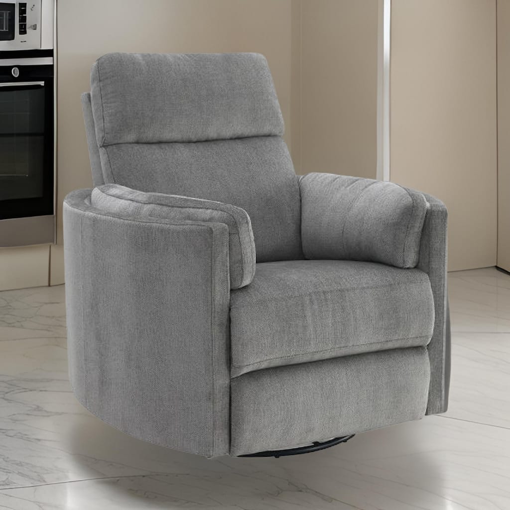 Sage 37 Inch Manual Recliner with Swivel, Chenille Upholstery, Charcoal