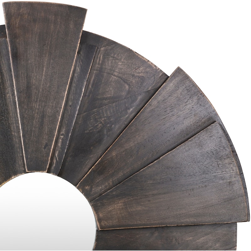 Neville Dimensional Solid Wood Round Mirror - 32"H x 32"W
