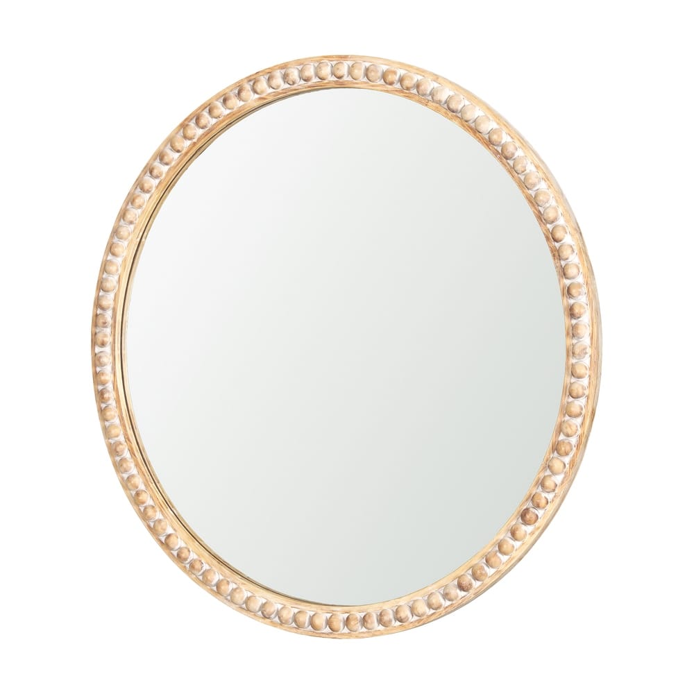 Roan Light Brown Wood Beaded Wall Mirror - 30.0L x 1.5W x 30.0H
