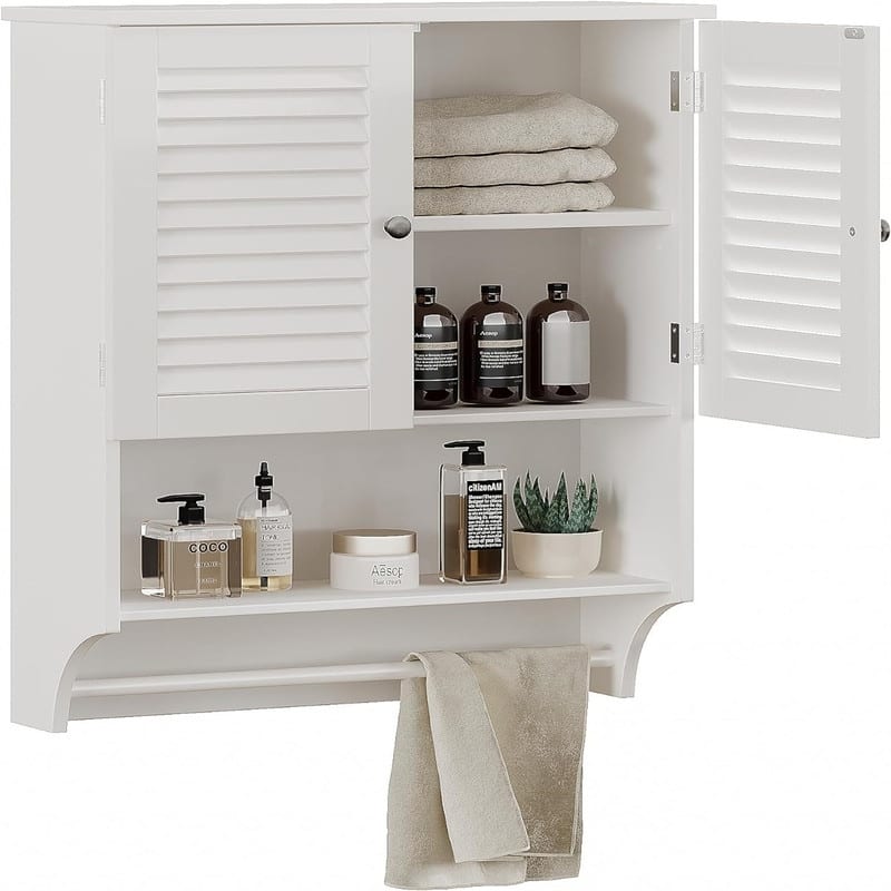 Medicine Cabinet with Towels Bar - 8.9"D x 23.6"W x 29.3"H - White