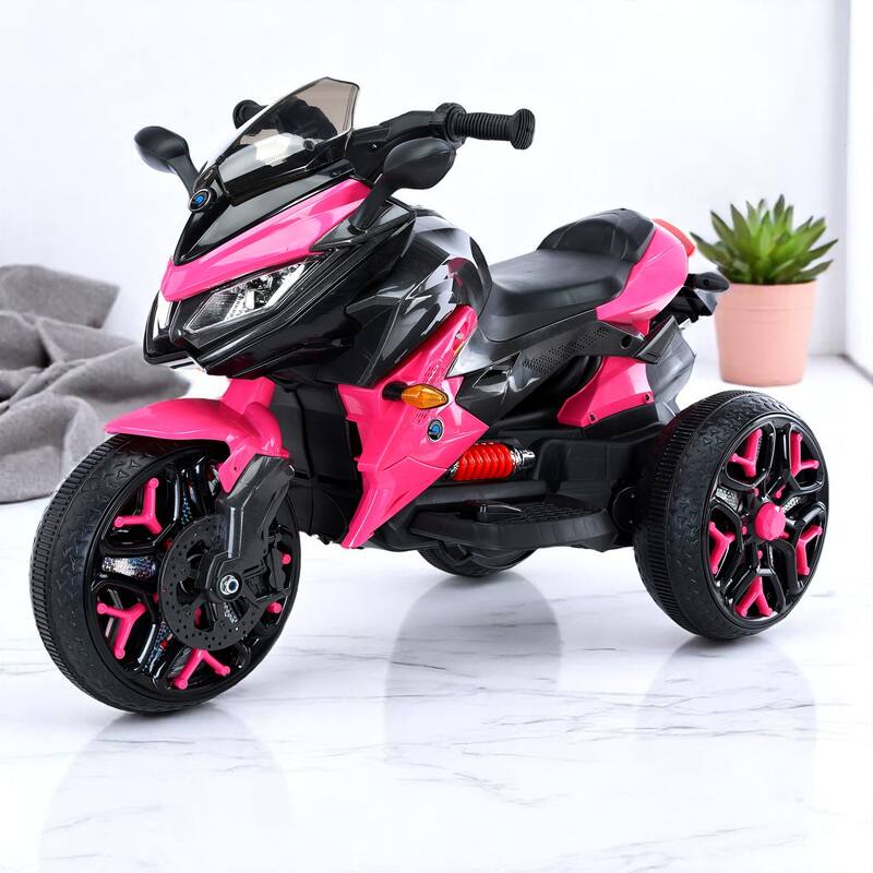 12V Kids Electric Ride-On Motorcycle with Manual Throttle, LED Wheel Lights, Bluetooth Music- Battery Powered Motorbike