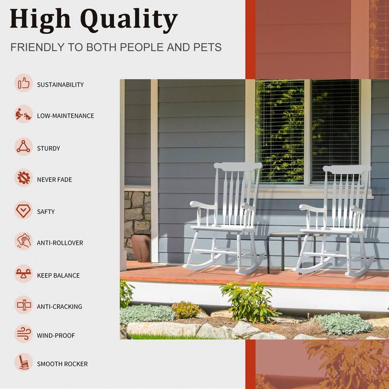 Single Solid Wood Patio Rocking Chair